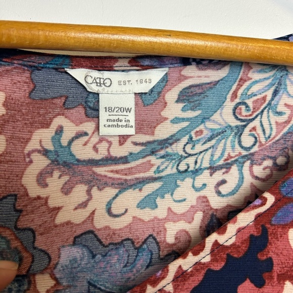 Cato Paisley Novelty Print Plus Size 18-20W Blouse Fall Liquid Fabric Flowy Boho - Picture 5 of 10